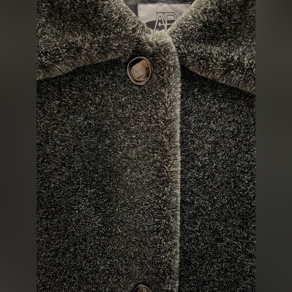 AR Bernardo Black Fuzzy Ombré Teddy Faux Fur Fuzzy Winter Coat Mob Wife Lg EUC - Picture 7 of 12